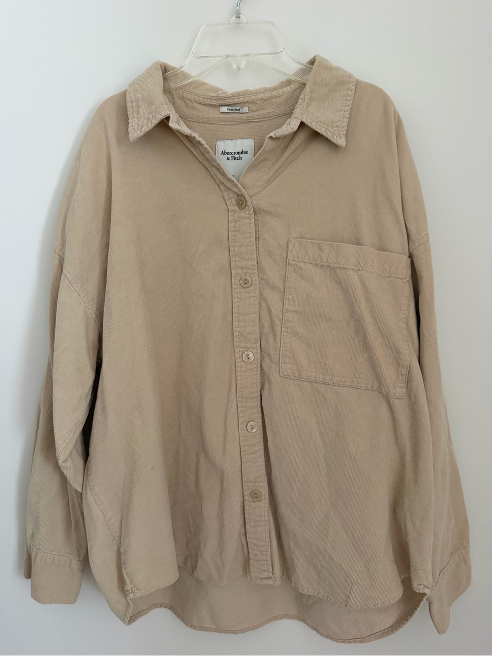ABERCROMBIE AND FITCH - Beige Corduroy Button-Up Shirt - Women’s Size Large